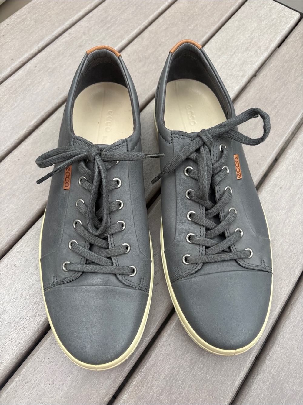 ECCO Men’s Grey Leather Low-Top Sneaker/Size 45